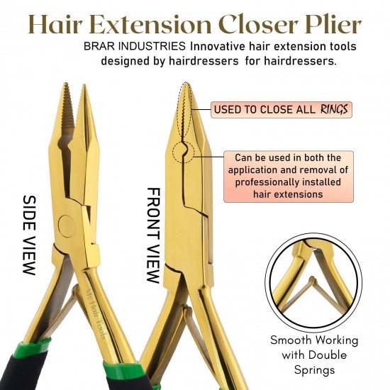 Gold My Hair Tools Pro Extension Kit, Extensions Remover Pliers set, Micro Beads Pulling Hook & Microbead Loop Tool Stainless Steel