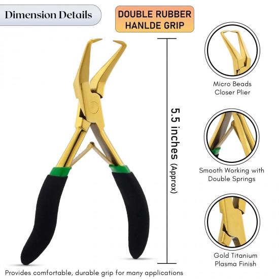 Gold My Hair Tools Pro Extension Kit, Extensions Remover Pliers set, Micro Beads Pulling Hook & Microbead Loop Tool Stainless Steel