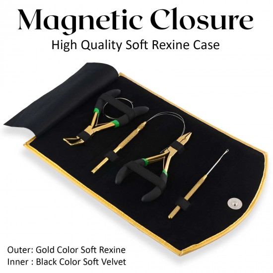 Gold My Hair Tools Pro Extension Kit, Extensions Remover Pliers set, Micro Beads Pulling Hook & Microbead Loop Tool Stainless Steel