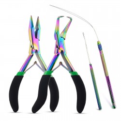My Hair Tools Pro Extension Kit, Extensions Remover Pliers set, Micro Beads Pulling Hook & Microbead Loop Tool Stainless Steel