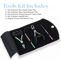 My Hair Tools Pro Extension Kit, Extensions Remover Pliers set, Micro Beads Pulling Hook & Microbead Loop Tool Stainless Steel