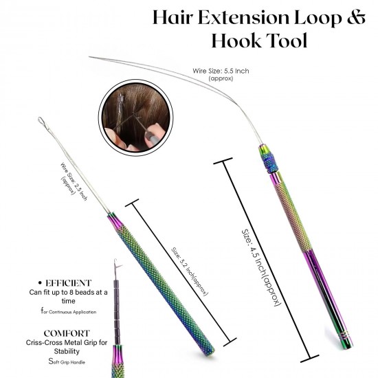 My Hair Tools Pro Extension Kit, Extensions Remover Pliers set, Micro Beads Pulling Hook & Microbead Loop Tool Stainless Steel