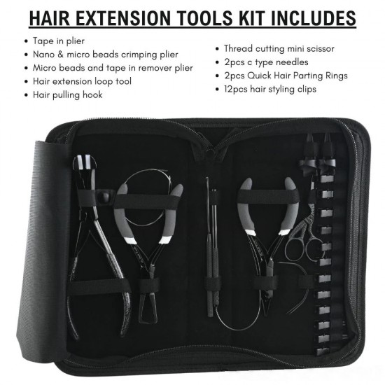 Hair extension tools including | Tape in Plier | 3 Hole Micro Beads & Nano Rings Plier